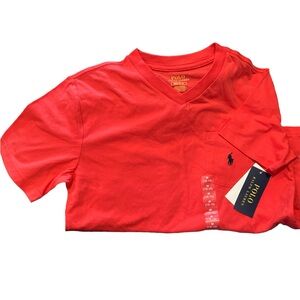 V-neck Polo Ralph Lauren Coral short sleeve shirt